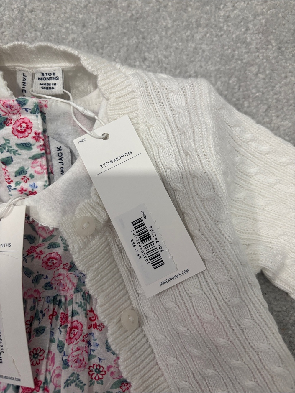 Janie and Jack White Cardigan with Pink Floral Dress - Picture 3 of 5